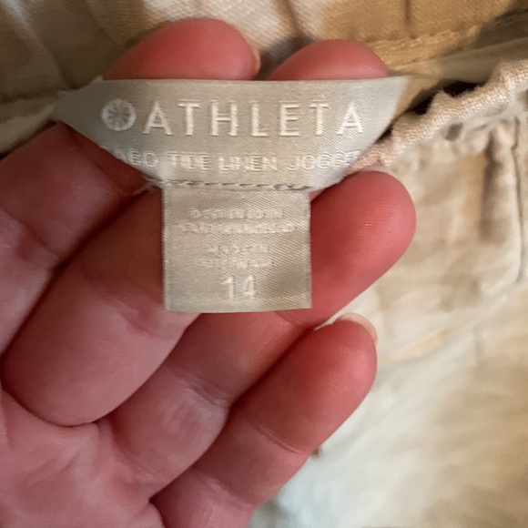 Athleta pale camouflaged linen joggers size large - Picture 2 of 8